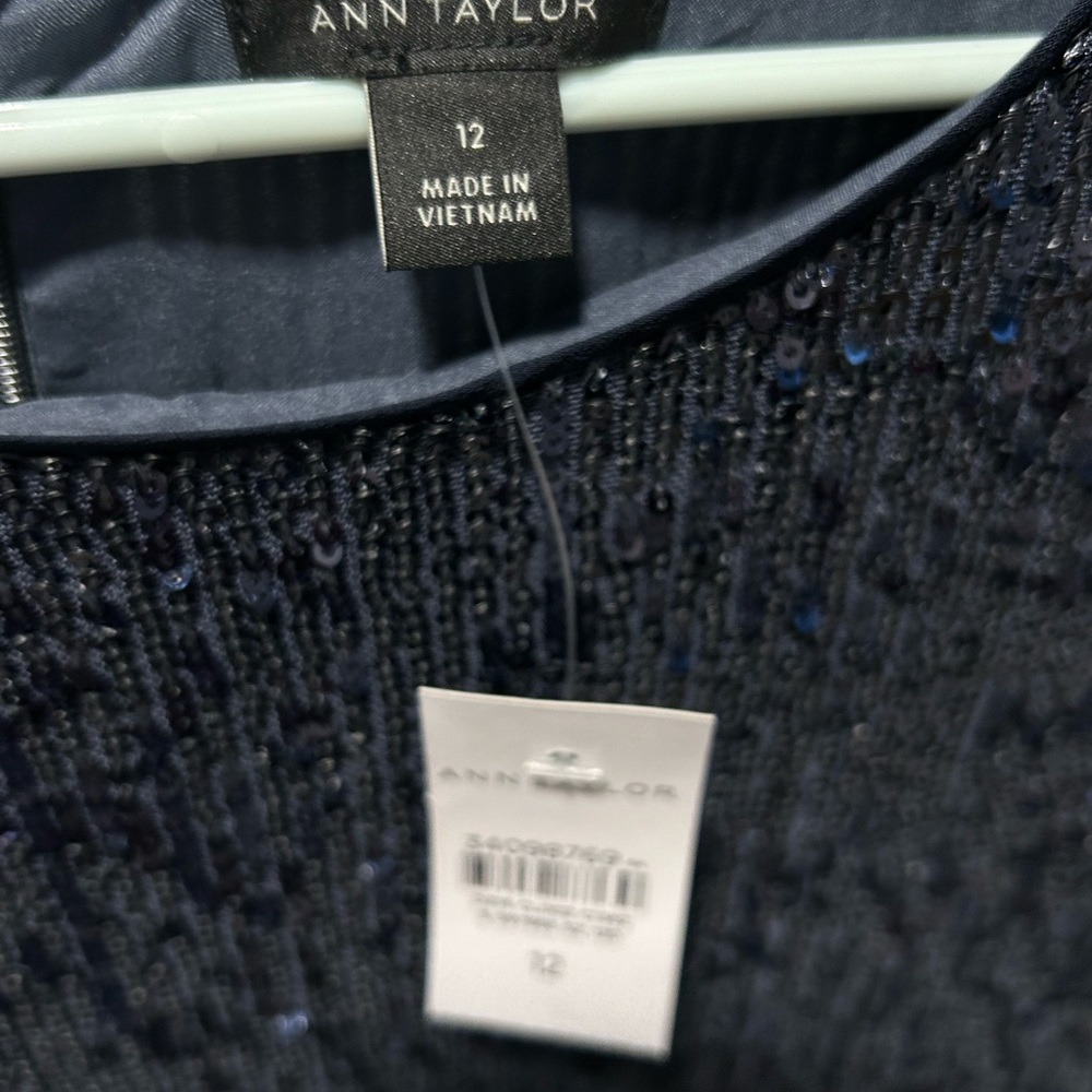 Ann Taylor midi sequined dress in midnight blue, NWT